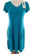 Marc New York Women's Medium Dress T-Shirt Short Sleeves Turquois Pockets 
