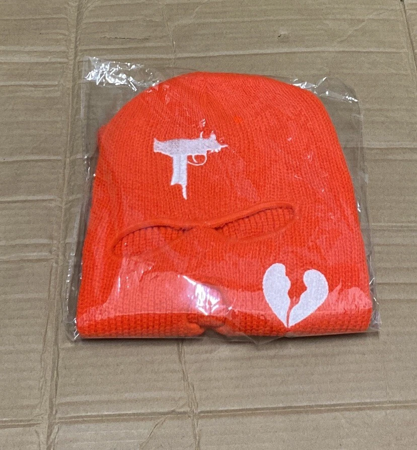 Nova máscara de esqui facial completa 3 furos boné de inverno Balaclava Uzi coração partido laranja/branco - Imagem 4 de 4