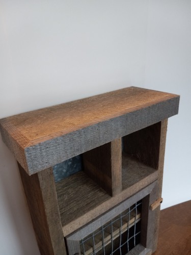 Primitive Rustic Free Standing Cubby Shelf Cabinet 18" x 12" x 4.5" Weathered - Picture 9 of 10
