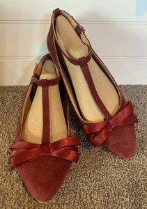 burgundy flats with ankle strap