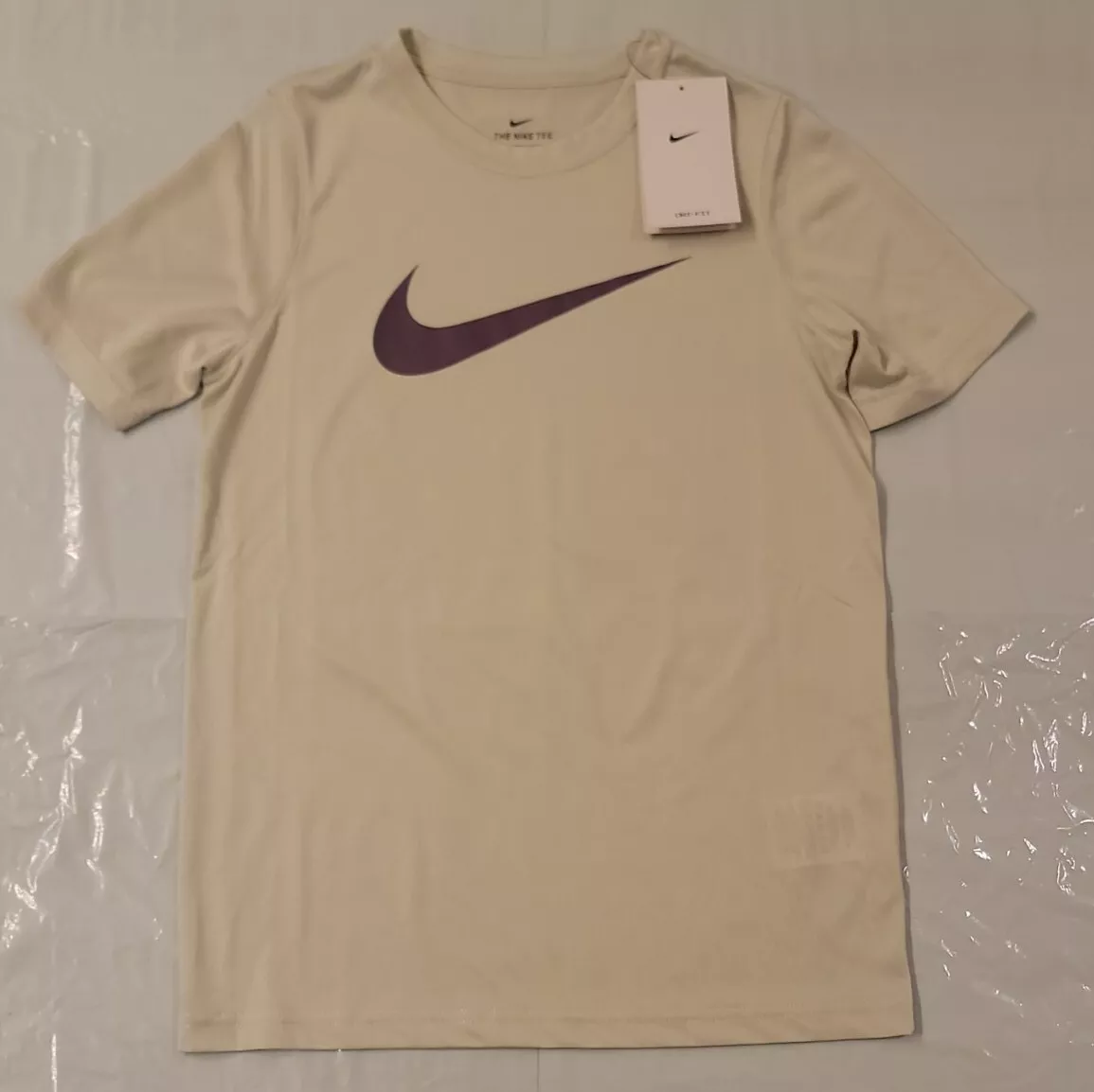 Nike Boys Sportswear Swoosh Dri Fit T Shirt Light Bone AR5307 072