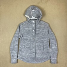 Mountain Hardwear Hoodie Fleece Jacket Womens XS Gray Snap Closure Pocket