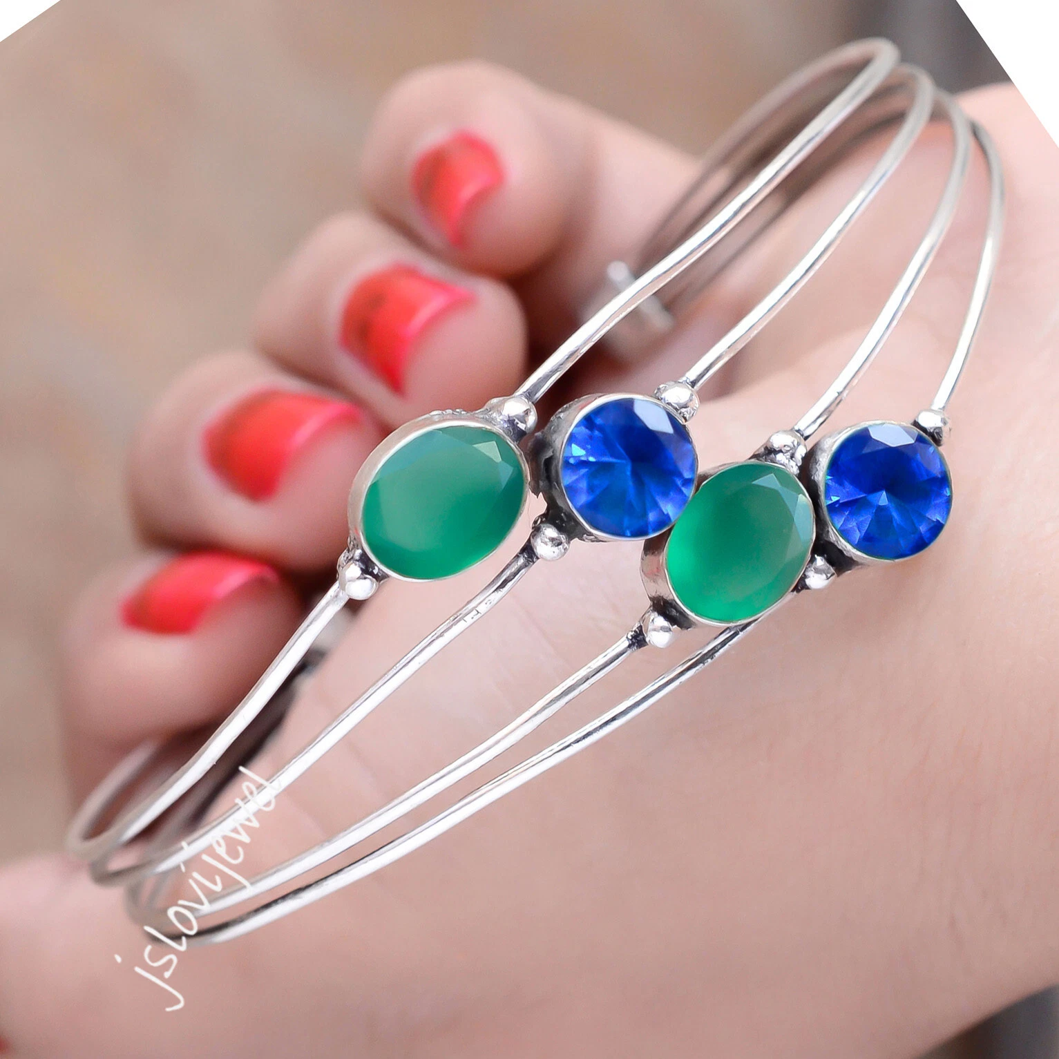 VALENTINO Bracciale Bracciale Donna Tanzanite & Onice Verde Argento Sterling 925