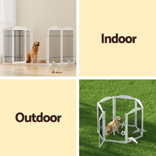 i.Pet Dog Playpen Enclosure 6 Panel Puppy Pet Fence Wooden Play Pen Gate Indoor - Picture 6 of 8
