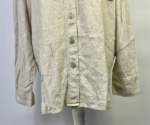 River Island Curve Plus Beige Stone Oversized Long Sleeve Shirt Linen UK Size 22 - Picture 3 of 7