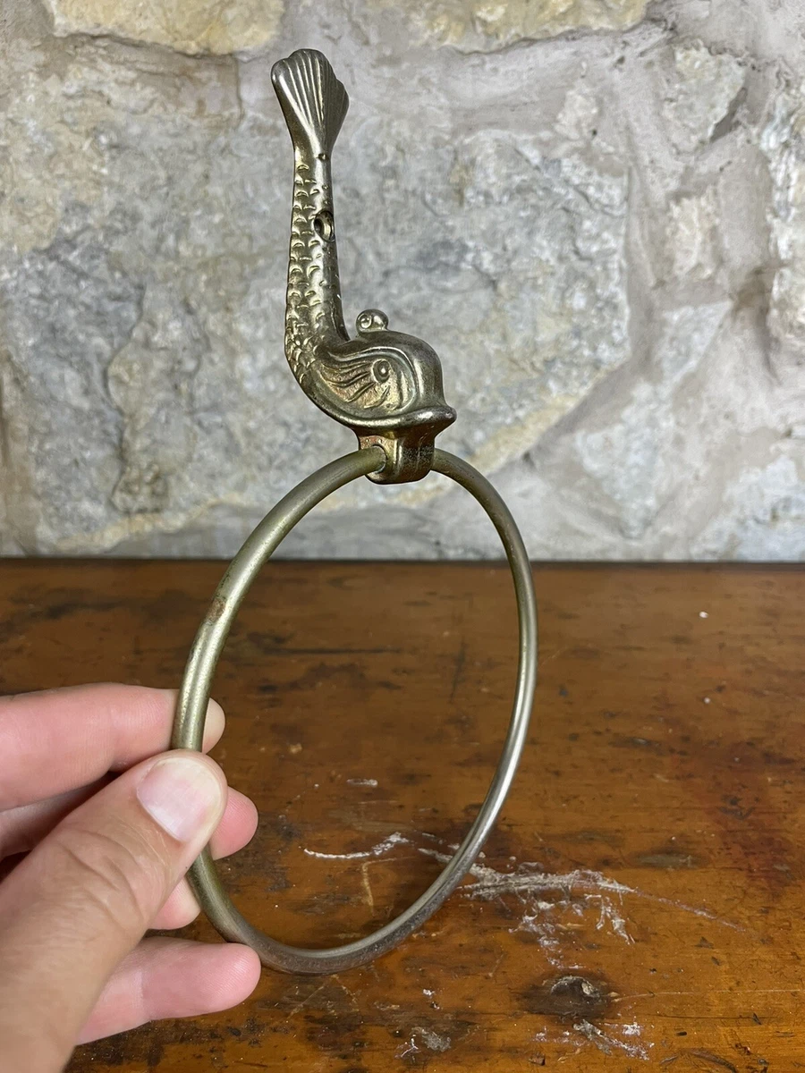 Vintage Whale Fish Towel Ring Holder Cabin Lake Ocean Decor