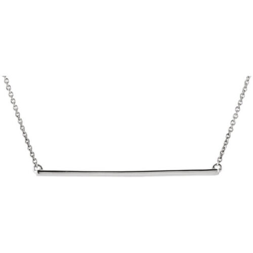 14K Gold Straight Bar Necklace 14K White Gold Line Bar White Rose or Yellow Gold - Picture 1 of 9