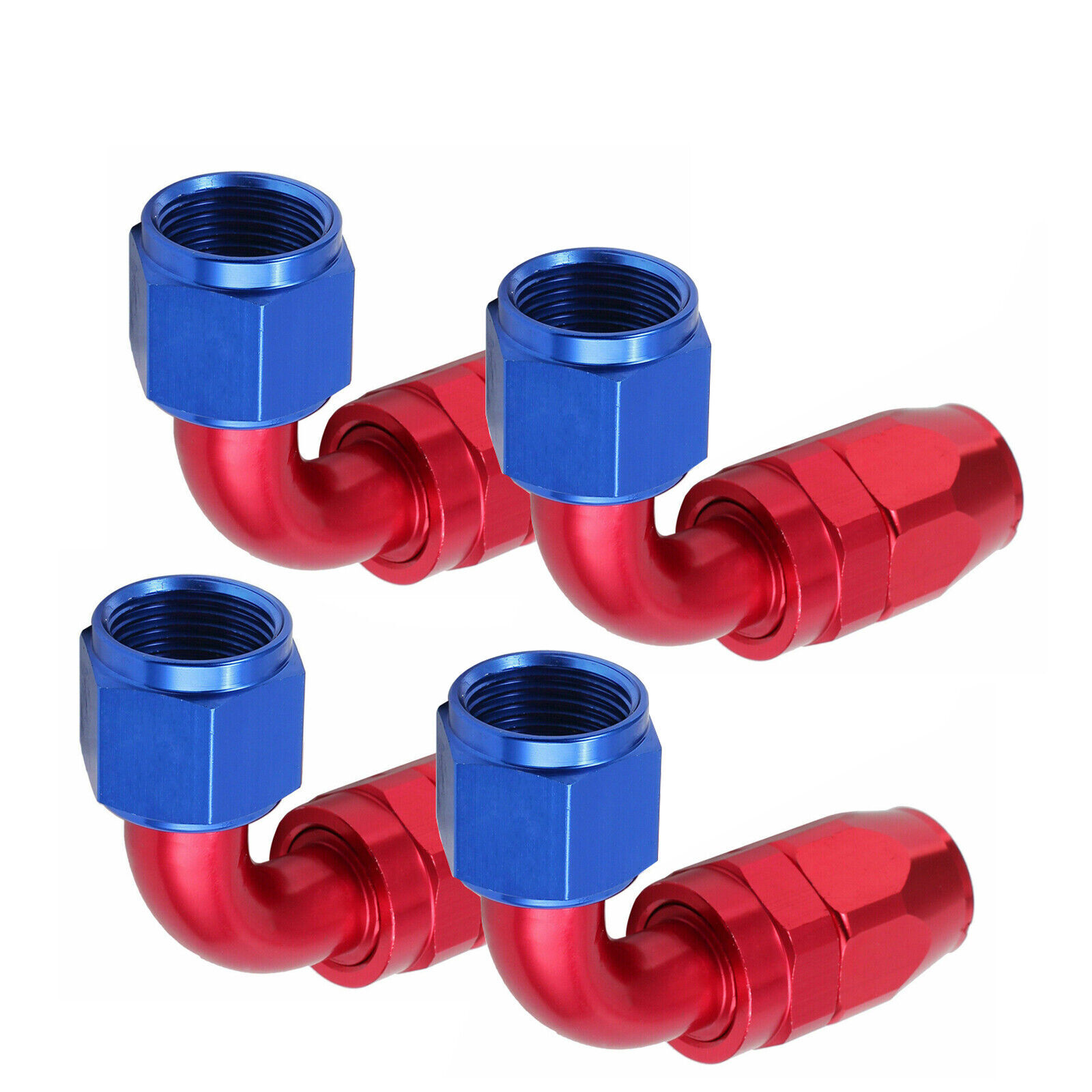 Redhorse 6AN 120 Degree Swivel Hose End Fitting | Red & Blue, Braided Line Compatible