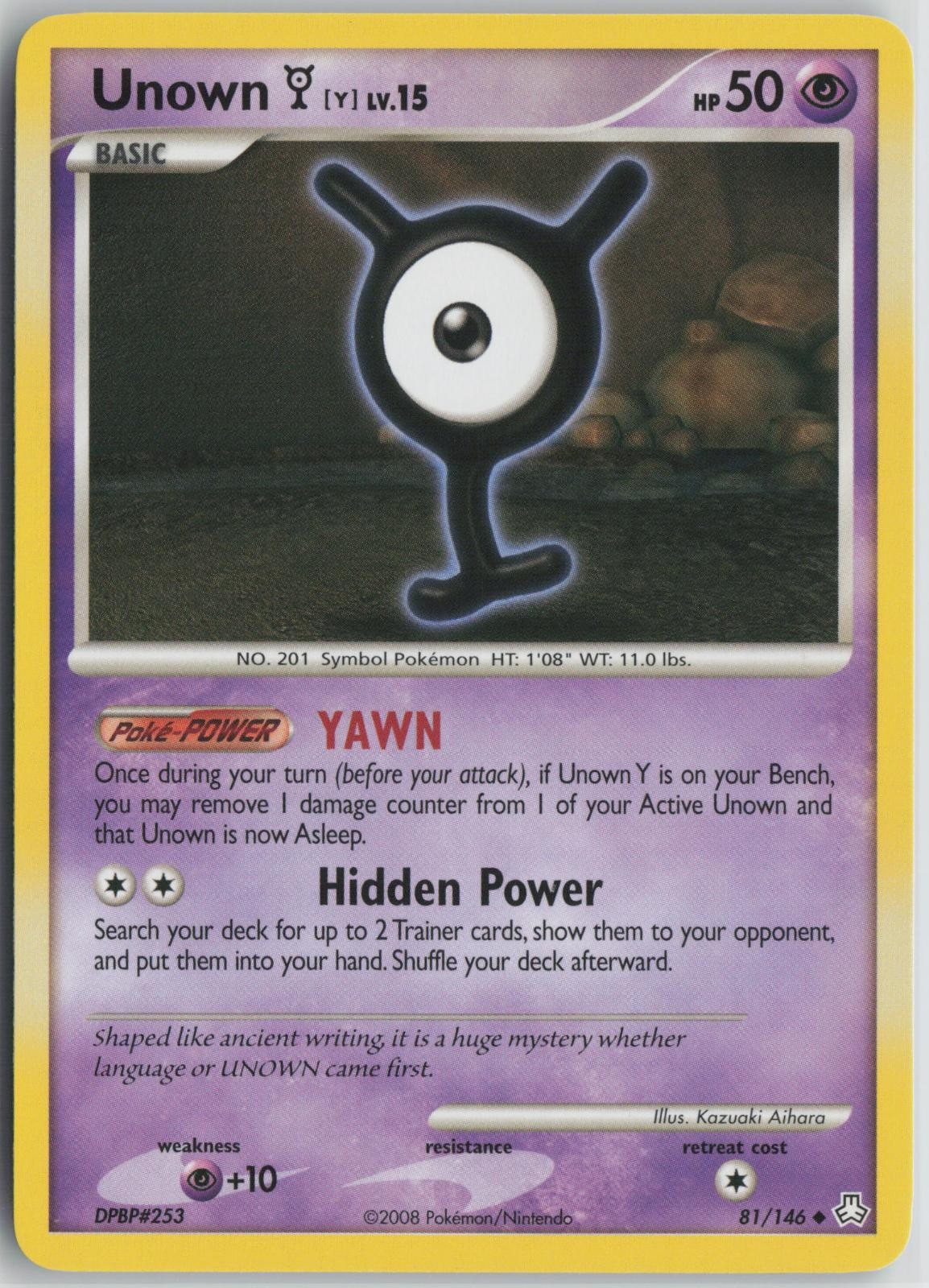 Unown [Y] 81/146 Uncommon Legends Awakened Pokemon Near Mint