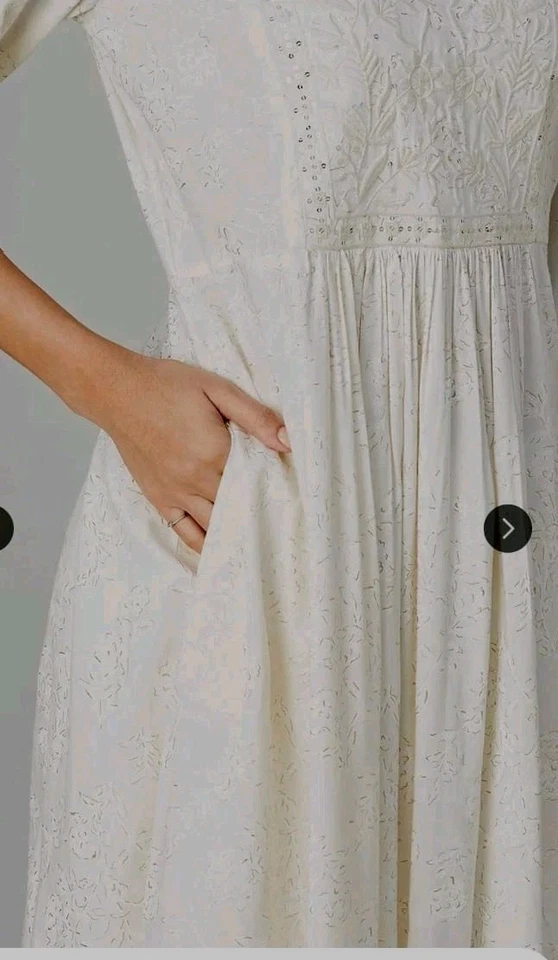 Beautiful Embroidered Kurta Off White Gotta Patti Anarkali Kurta SIZE LARGE L - Image 2 of 4