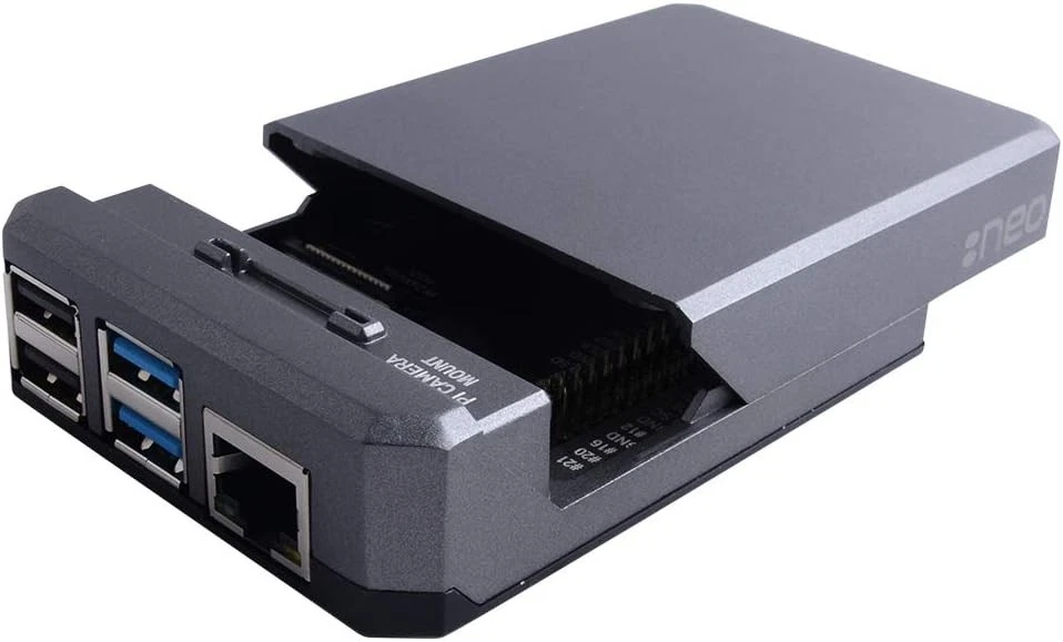 Aluminium Gehäuse für Raspberry Pi 4 mit passiver Kühlung GPIO PoE Kamera LCD - Bild 2 von 4