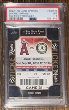 SHOHEI OHTANI 2022 Leaf, In the Game Used Big Ticket, Rookie Relic #BTR-10 PSA 7