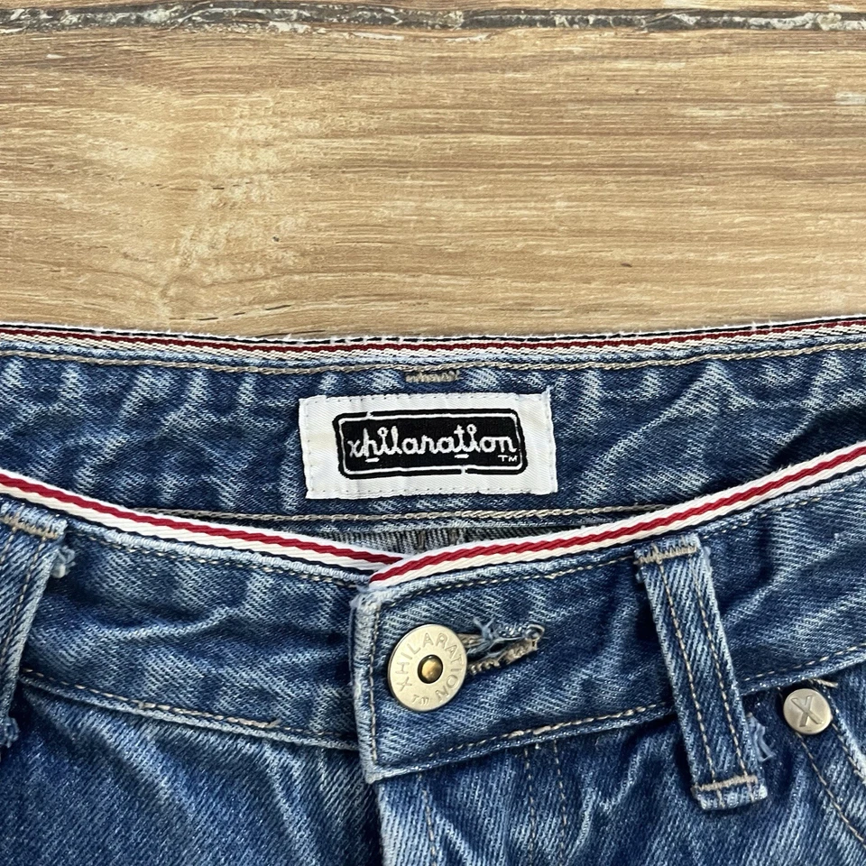 Pantalones Cortos Denim Vintage Años 90 Xhilaration Lavado Oscuro Tiro Medio Cremallera Bolsillo 27"x9" Foto 2 de 4