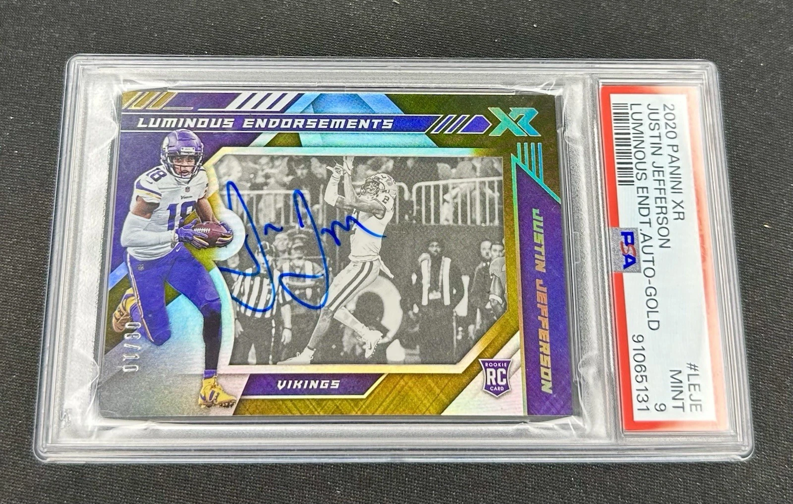 Justin Jefferson Panini XR Luminous Endorsements Autographs #LEJE Gold