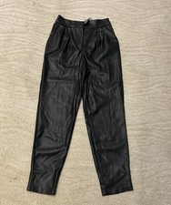 EXPRESS woman's black faux leather straight pants, SZ 0R, BNWT, L K 