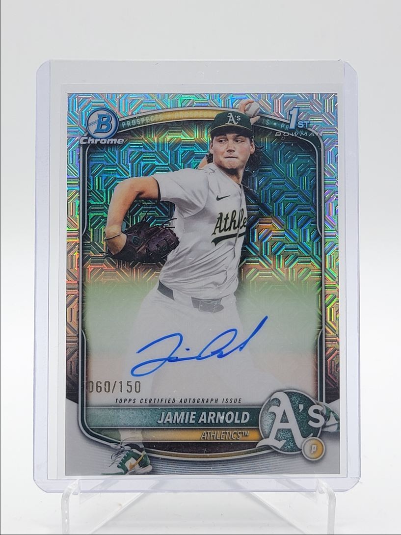 JAMIE ARNOLD 2025 BOWMAN CHROME DRAFT 1ST CHOICE HTA AUTO /150 Q4060