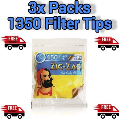 1350x ZIG-ZAG Ultra Slim Filter Tips Rolling Zigarette wiederverschließbar 450 Tips a Bag