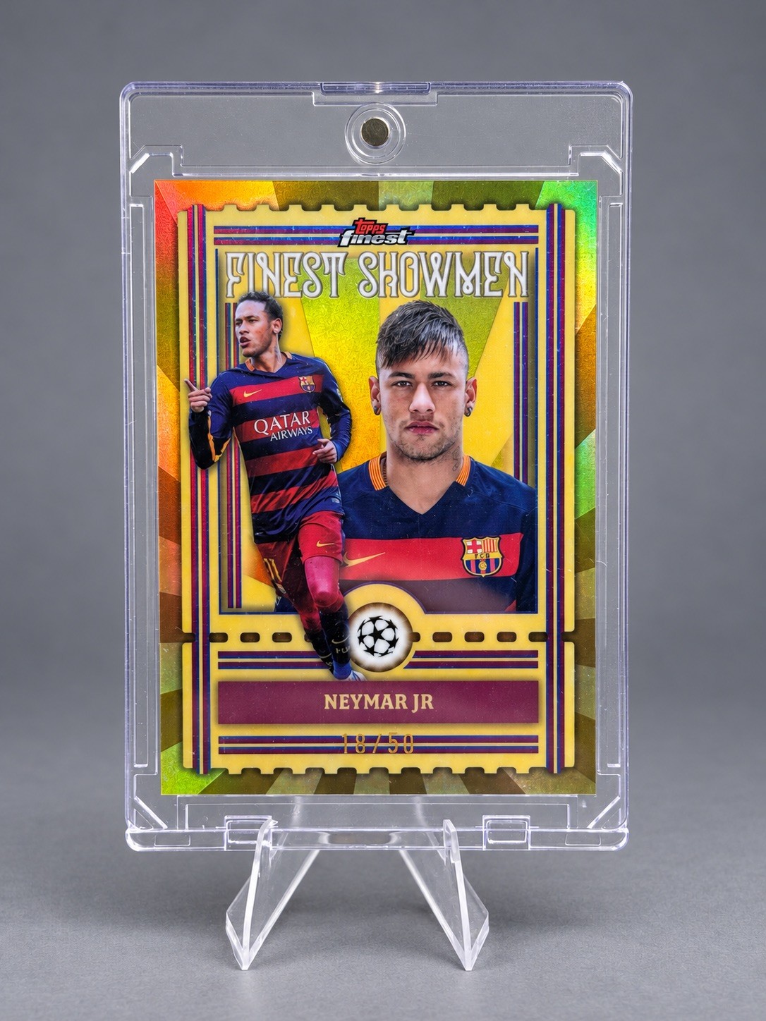 Neymar Jr /50 Gold Showmen Refractor 2025-26 Topps Finest UEFA UCC Barcelona 