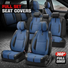 Drive Series Leatherette Full Set Car Seat Covers Cushion Protector Navy Blue
