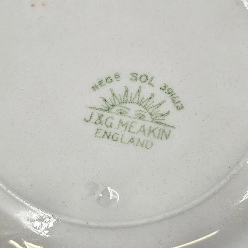 6 Nebraska Blue Bread & Butter Plates England Blue Rim Flower Accent J&G Meakin - Picture 5 of 12