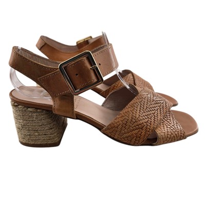 Marroqui Sanchez Sandals Womens 7.5 38 Caramel Brown Leather Jute Block Heel