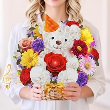 3D Pop Up Birthday Card with Music  Lights 10" Flower Bouquet for Women