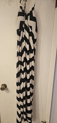 Heart Soul Black White Chevron Halter Maxi Dress Women's XL New With Tags Boho