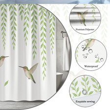 Floral Hummingbird Shower Curtain - Green and Pink Design