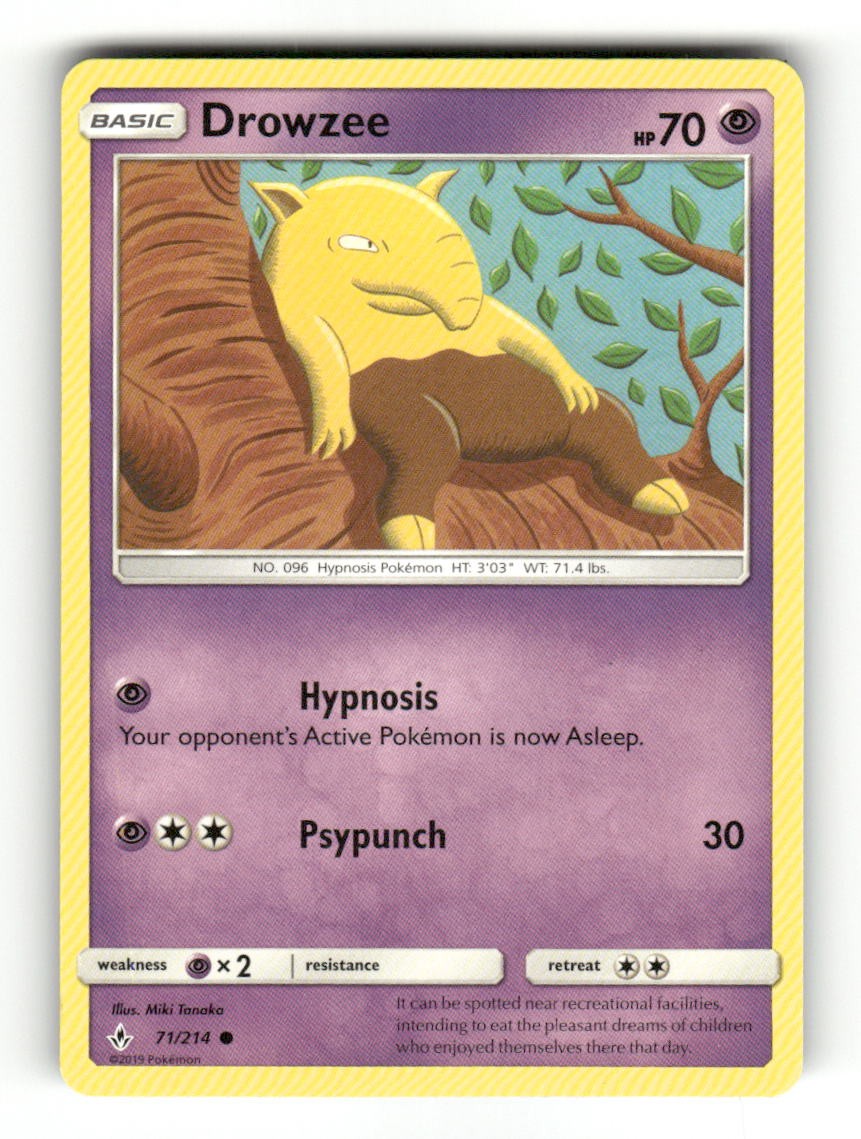 Drowzee 71/214 Common Unbroken Bonds Pokemon Near Mint