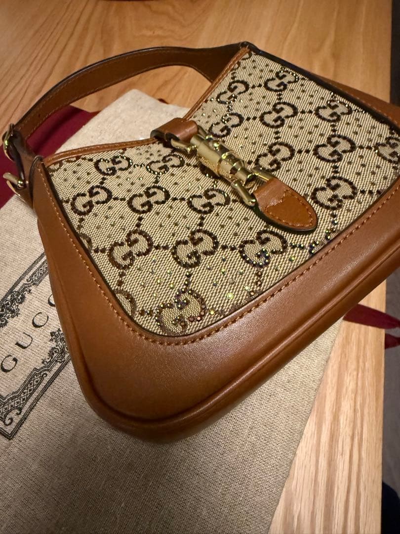 Gucci Jackie 1961 Crystal Mini Bag GG Canvas Brown 675799 Used image 4