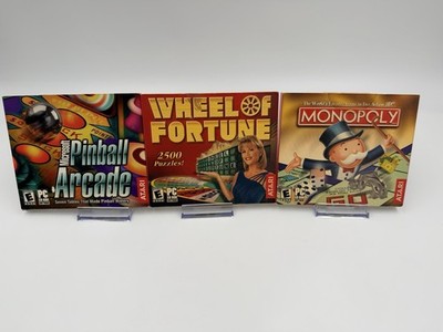 Vintage Atari PC CD ROM VIDEO GAME LOT MICROSOFT PINBALL ARCADE MONOPOLY WOF X 3