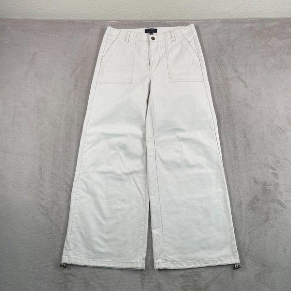 Banana Republic Authentic Chino Parachute Wide Leg Pants in Cream Patch Pockets