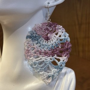Handmade Crochet Cotton Teardrop Dangle/Drop Earrings 925 hook