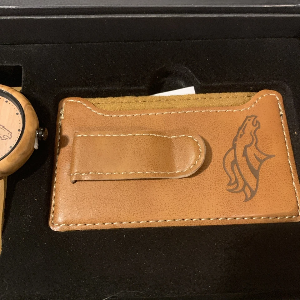 Denver Broncos NFL Reloj Negro Y Billetera Set de Regalo - Juego de Regalo Marrón Para Hombre Foto 4 de 4