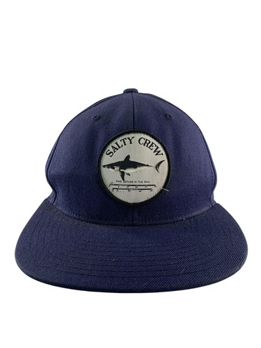 Salty Crew Hat Cap Snap Back Mens Navy Shark Patch Fishing Surf Streetwear Ocean