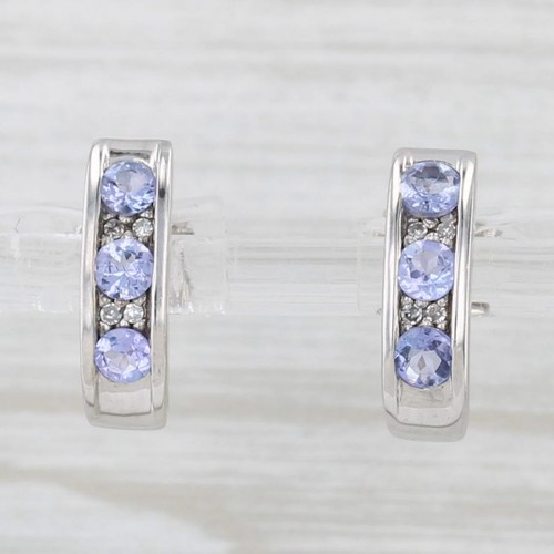 0,69ctw Tansanit Diamant J-Haken Ohrstecker 14k Weißgold Ohrstecker