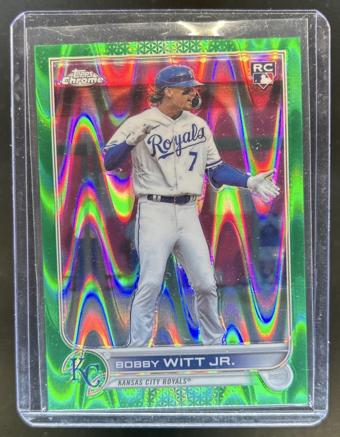 2022 Topps Chrome Sonic Bobby Witt Jr. RC Green RayWave Refractor #/99 Royals