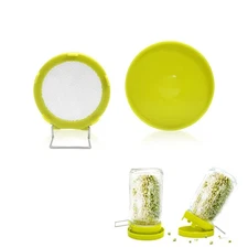 Wide Mouth Mason Jar Sprouting Kit with Sprouting Lids and Drainage Tray - Id...