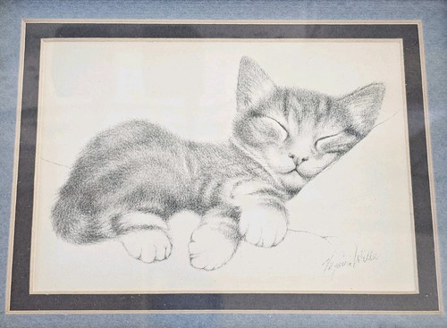 Virginia Miller Sleeping Kitten Charcoal Medium Print Oak Photo Frame 7.5"X9.5" - Picture 2 of 9