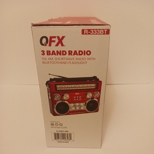 QFX Radio Bluetooth Retro AM & FM SW R-333BT RED with Flashlight & Flood Light - Picture 4 of 8