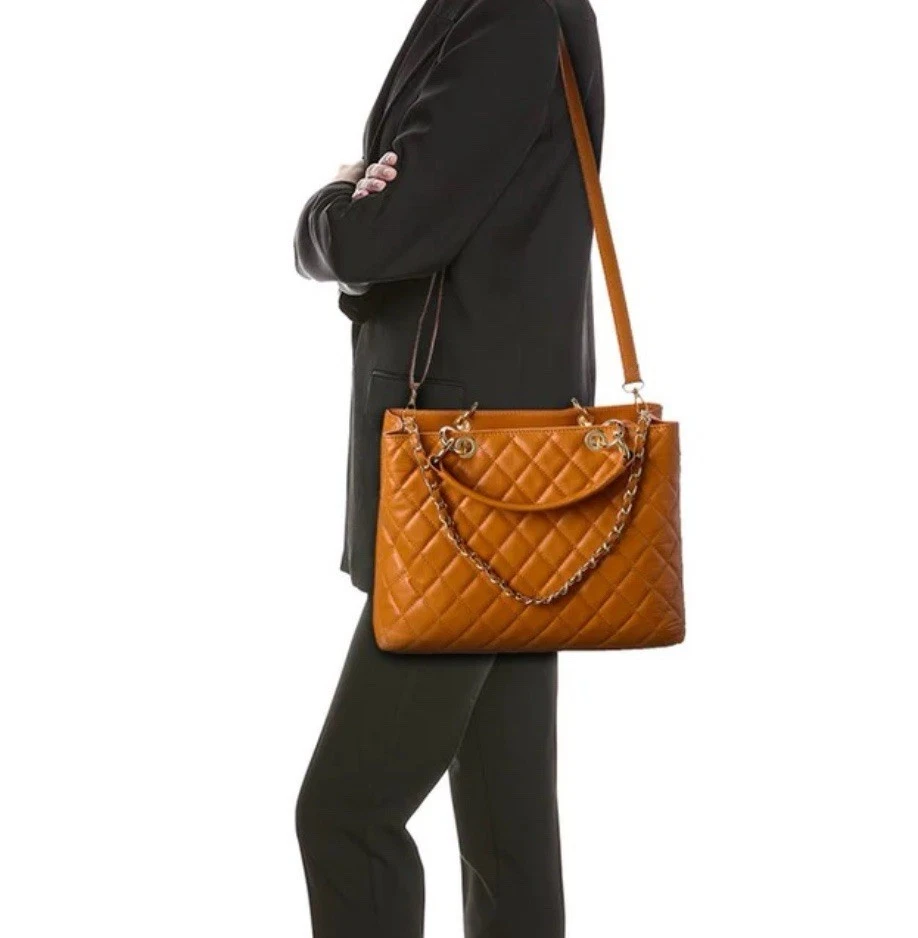 BOLSO DE MANO PERSAMAN NEW YORK AURORA DE CUERO ACOLCHADO EN SILLÍN NUEVO Foto 4 de 4