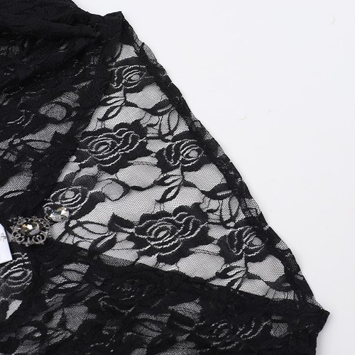 Abito lungo donna gotico smock nero pizzo manica a pipistrello punk bodycon festa - Foto 14 di 22