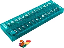 Once-a Day Monthly Pill Organizer Removable Lid for 1 Count (Pack of 1), Teal 