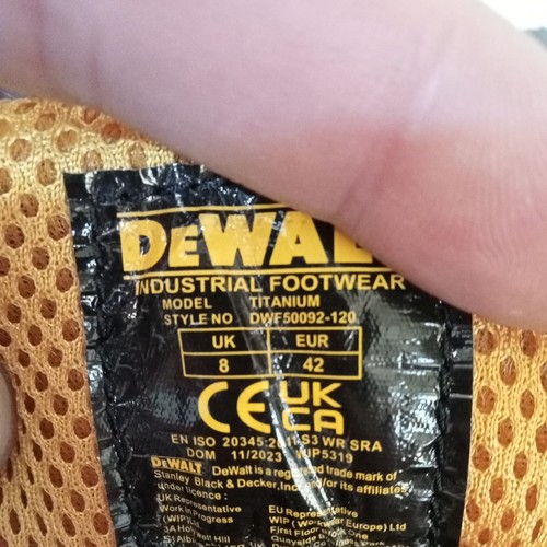 DeWaltTitanium Leather S3 WR Safety Steel Toe Lace Up Boots New in Box size 8/42 - Picture 5 of 8