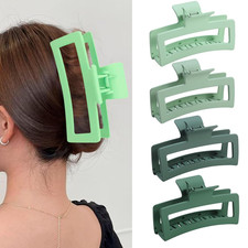5 Inche Gradient Green Extra Large Claw Clips for Thick and Long Hair, 4 Pack Xl