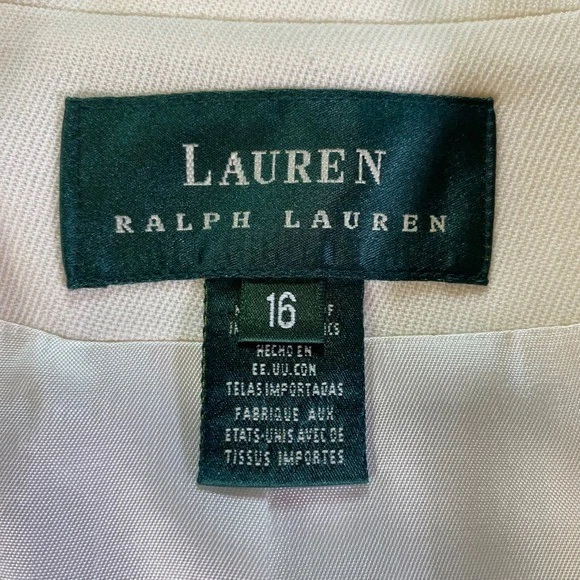 Jaqueta Blazer Vintage Lauren Ralph Lauren Feminina Emblema Crista Creme Tamanho 16 - Imagem 3 de 4