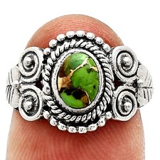 Copper Green Turquoise - Arizona 925 Sterling Silver Ring s.6 Jewelry R-1280