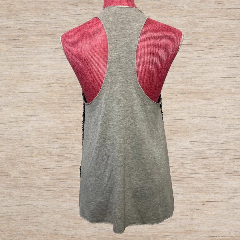 Vintage Havana Y2K Sequin Grey Hi-Low Racerback Tank Top Women’s Size Medium - Image 4 of 4