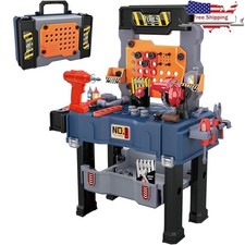 Kids Tool Bench Set STEM Learning Toys 66 Accessories Electric Drill Ages 3-8 US