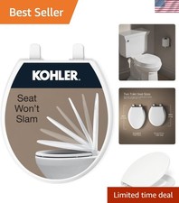 Brevia White Round Toilet Seat Soft Close, Grip-Tight Bumpers for Secure Fit